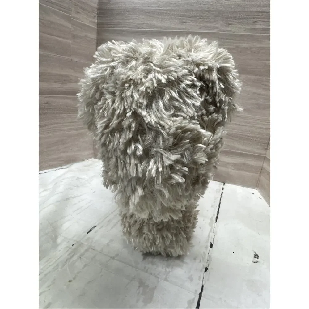 Pottery Barn Cozy Faux Fur Tangled Dog In Christmas Lights Pillow 17